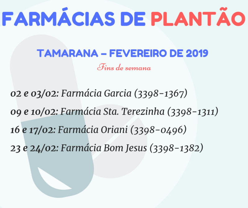 Farmácias divulgam plantão de fevereiro