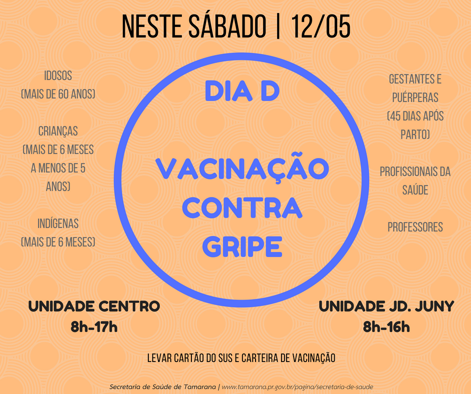 Tamarana terá duas unidades de saúde abertas no Dia D de vacinação contra gripe
